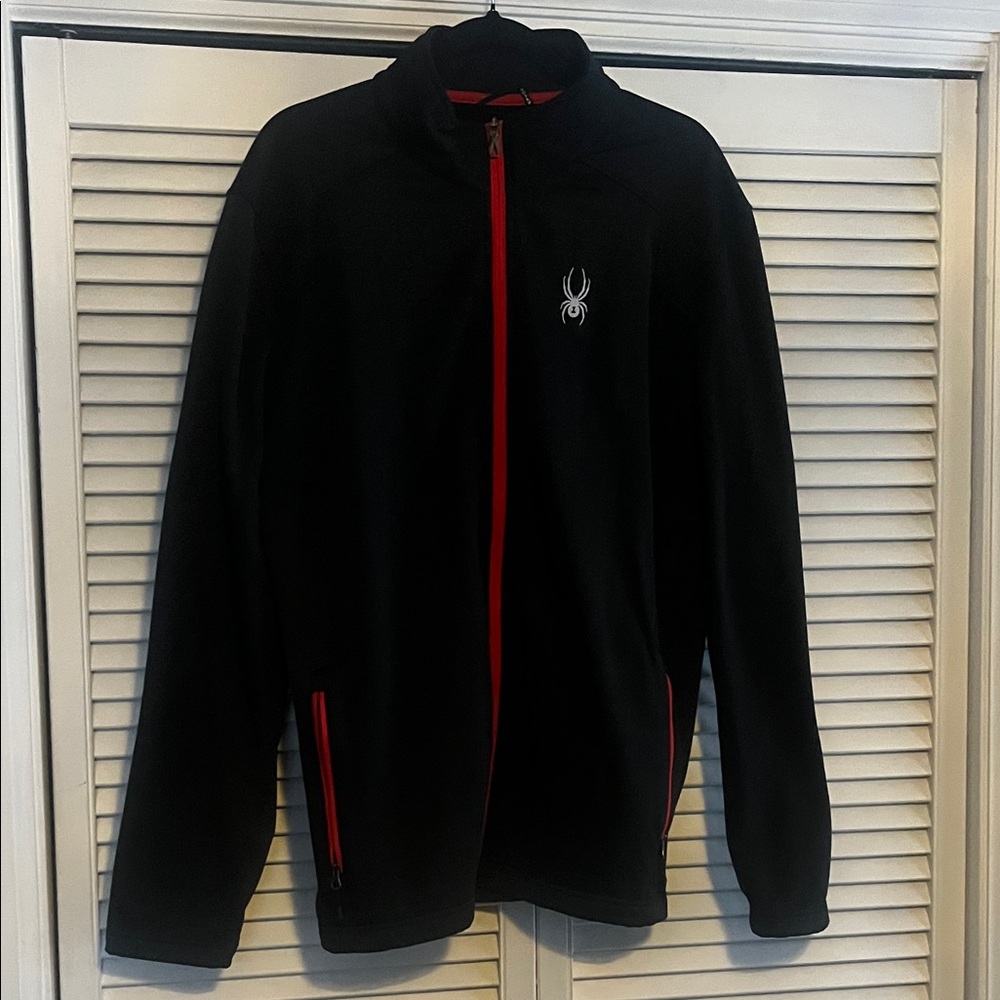 Spyder Men's Black Jacket with Red Zipper